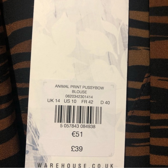 Warehouse Animal Print Pussybow Blouse - Picture 6 of 8
